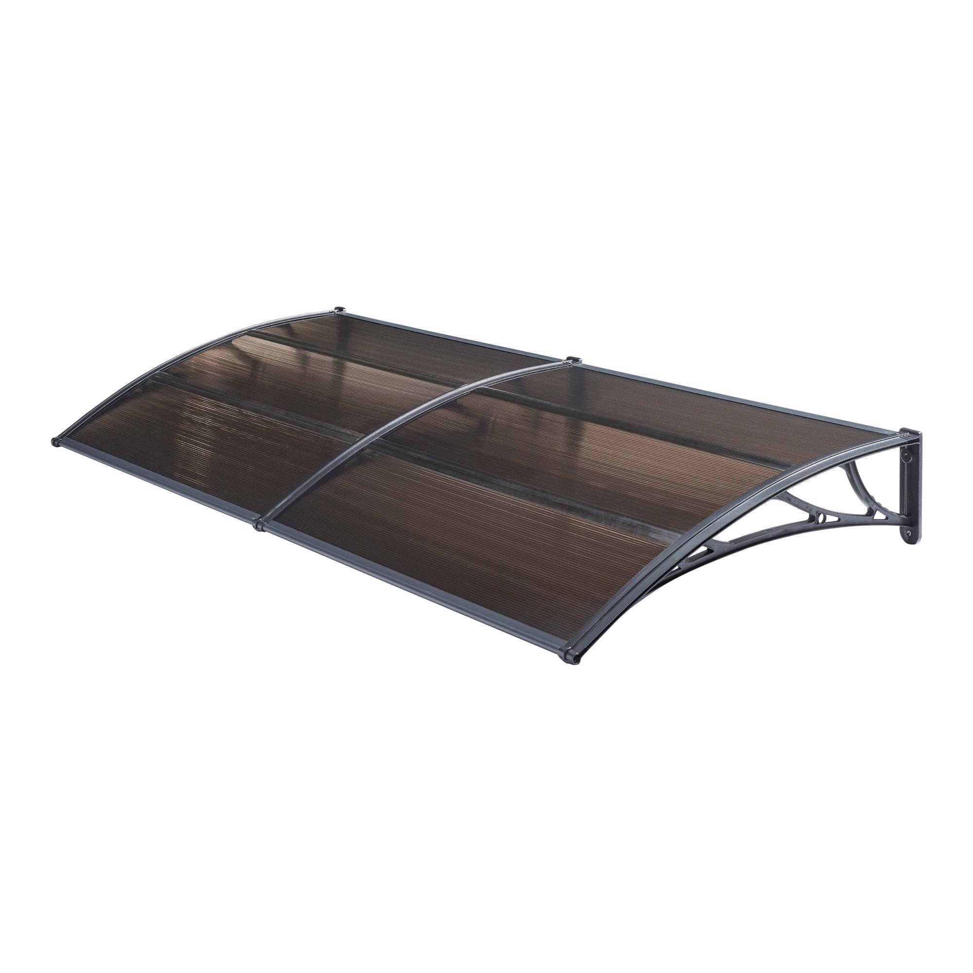 Helloshop26 - Auvent de porte d'entrée design marquise d'accueil résistante aux intempéries 200 x 100 cm noir marron - Imagen 1
