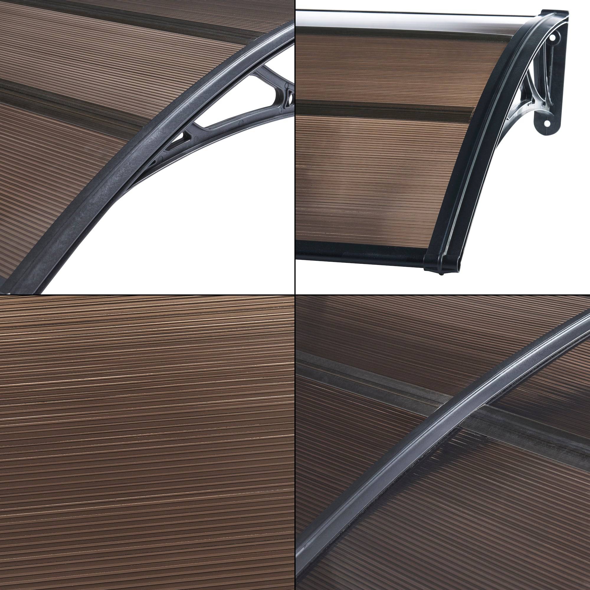 Helloshop26 - Auvent de porte d'entrée design marquise d'accueil résistante aux intempéries 200 x 100 cm noir marron - Imagen 4