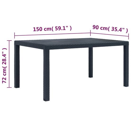 Table de jardin Plastique Anthracite 150 x 90 x 72 cm - PANGIVO - Image 5