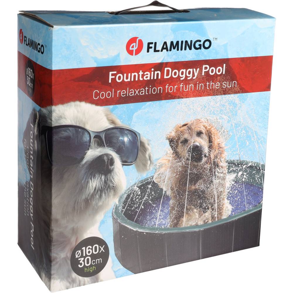 Flamingo - Piscine avec jet d'eau ø 160 x 30 cm bleu et gris pour chien - Image 3
