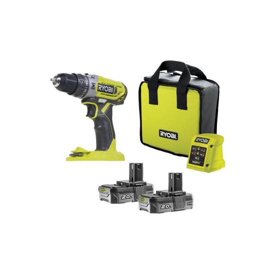 Ryobi - Perceuse-visseuse à percussion RYOBI One+ 18V - 2 batteries 2.0 Ah - 1 chargeur - R18PD2-220S - Image 1