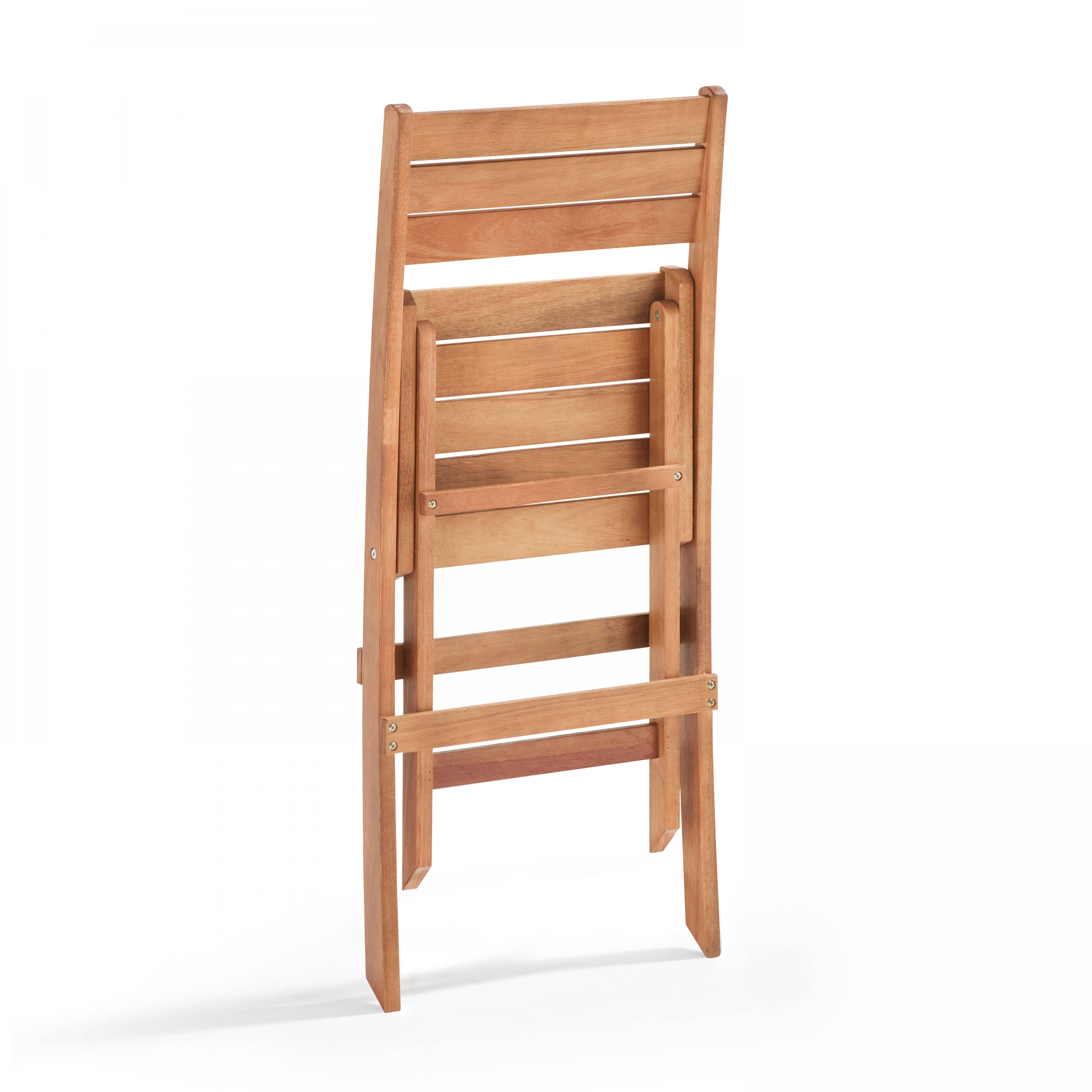 Oviala - Table et 2 chaises pliante en bois d'eucalyptus Sete - Oviala - Imagen 5