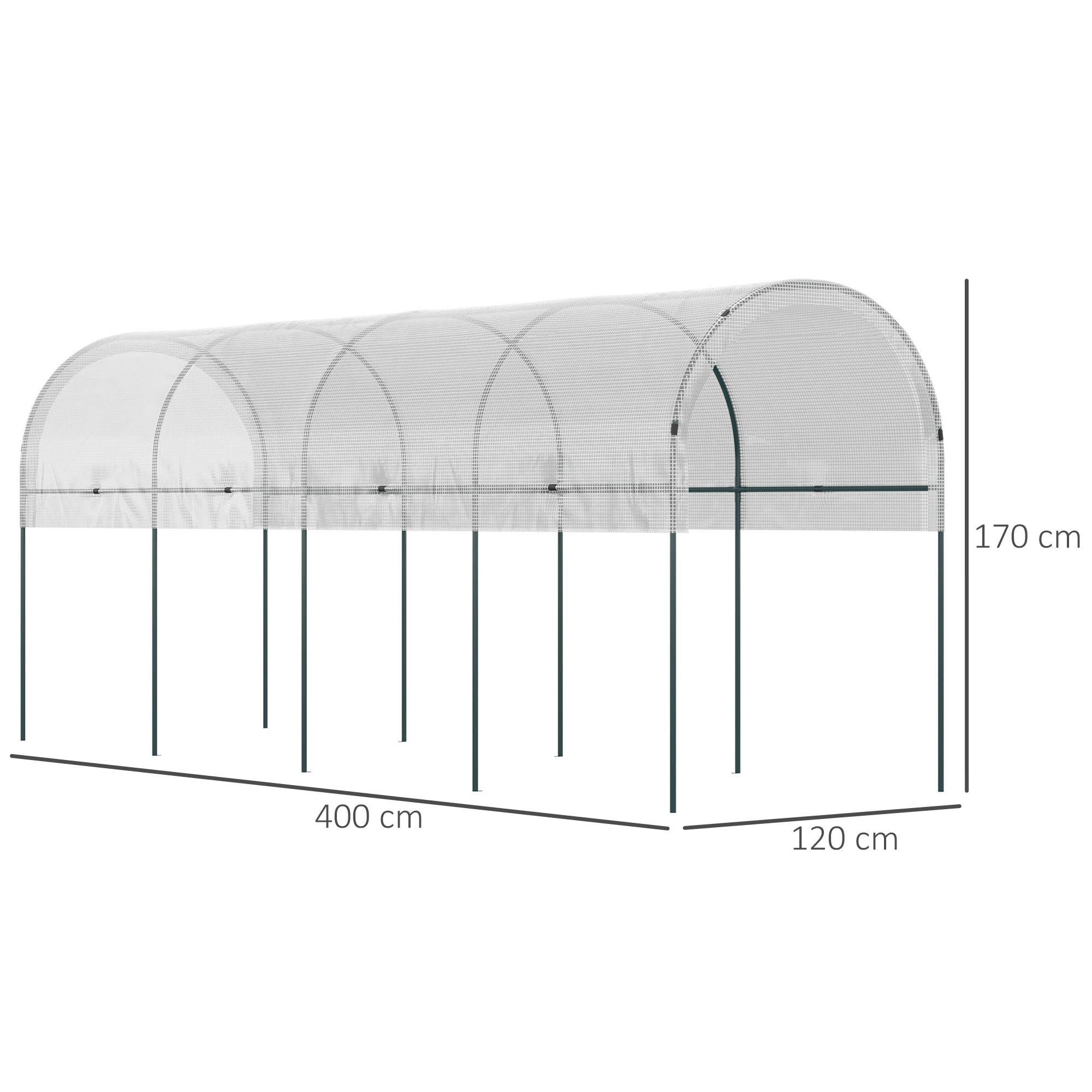 Outsunny - Serre de jardin tomates 400x120x170cm pour légumes plantes fleurs extérieur bâche renforcée châssis acier transparent - Outsunny - Image 3