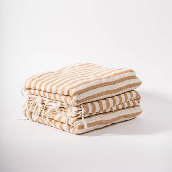 Fouta Marocaine - Blanc & Beige - Image 3