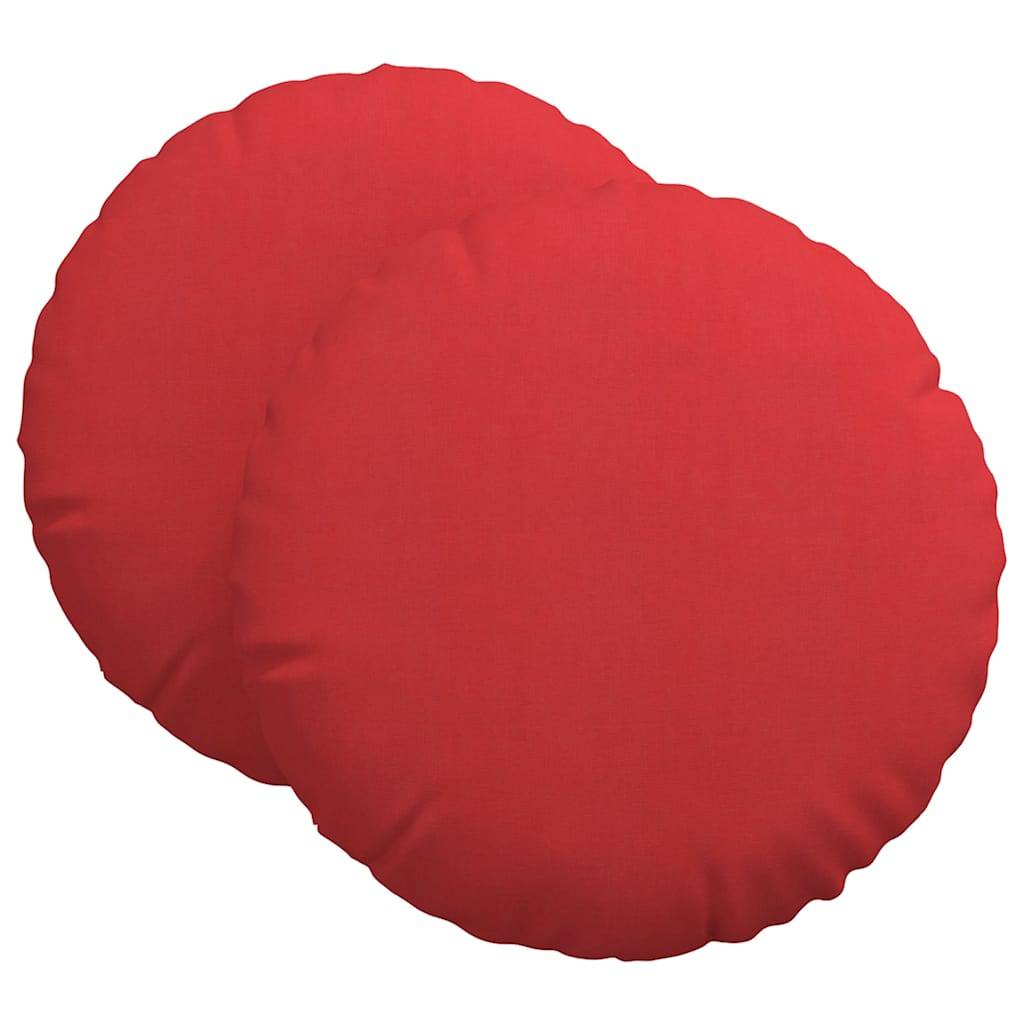 Lot de 2 Coussins de Sol Ronds Tissu Décoratif Déhoussable pour Salon Rouge Ø 60 x 21 cm – ComfortXL Outdoor Living - Image 2