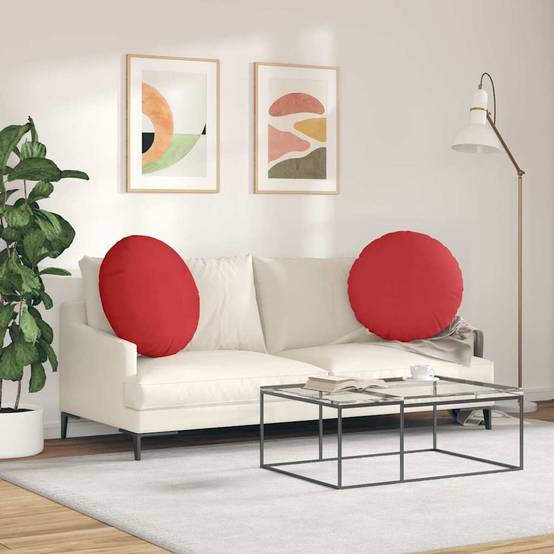 Lot de 2 Coussins de Sol Ronds Tissu Décoratif Déhoussable pour Salon Rouge Ø 60 x 21 cm – ComfortXL Outdoor Living - Image 4