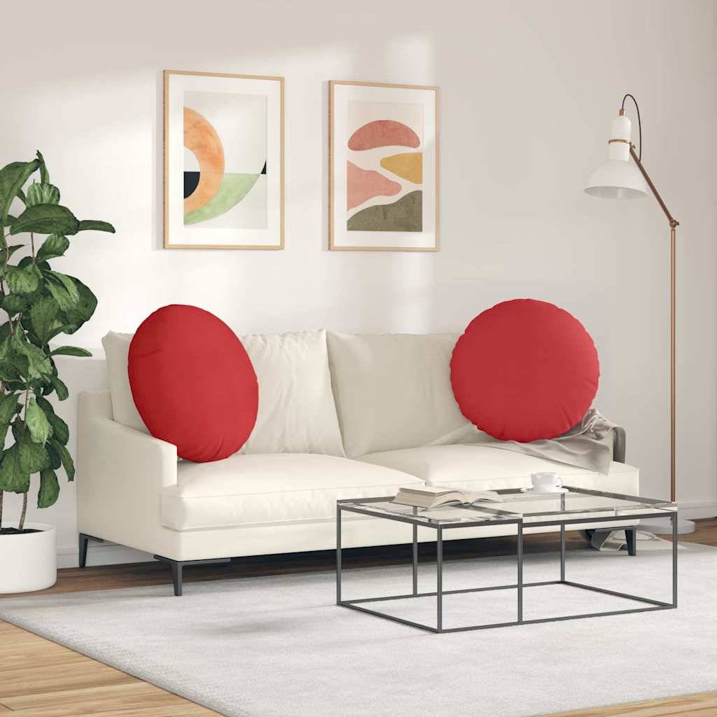 Lot de 2 Coussins de Sol Ronds Tissu Décoratif Déhoussable pour Salon Rouge Ø 60 x 21 cm – ComfortXL Outdoor Living - Image 4