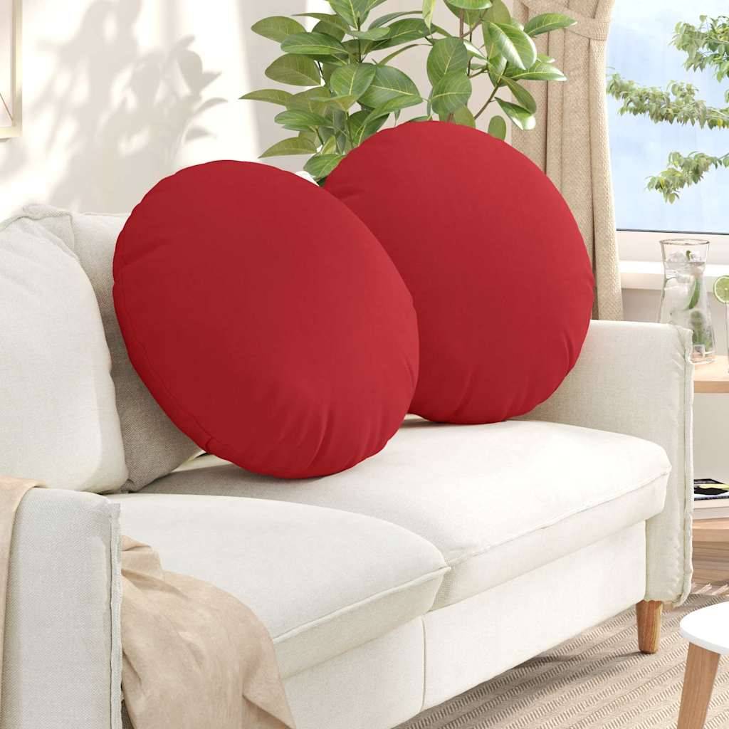 Lot de 2 Coussins de Sol Ronds Tissu Décoratif Déhoussable pour Salon Rouge Ø 60 x 21 cm – ComfortXL Outdoor Living - Image 1