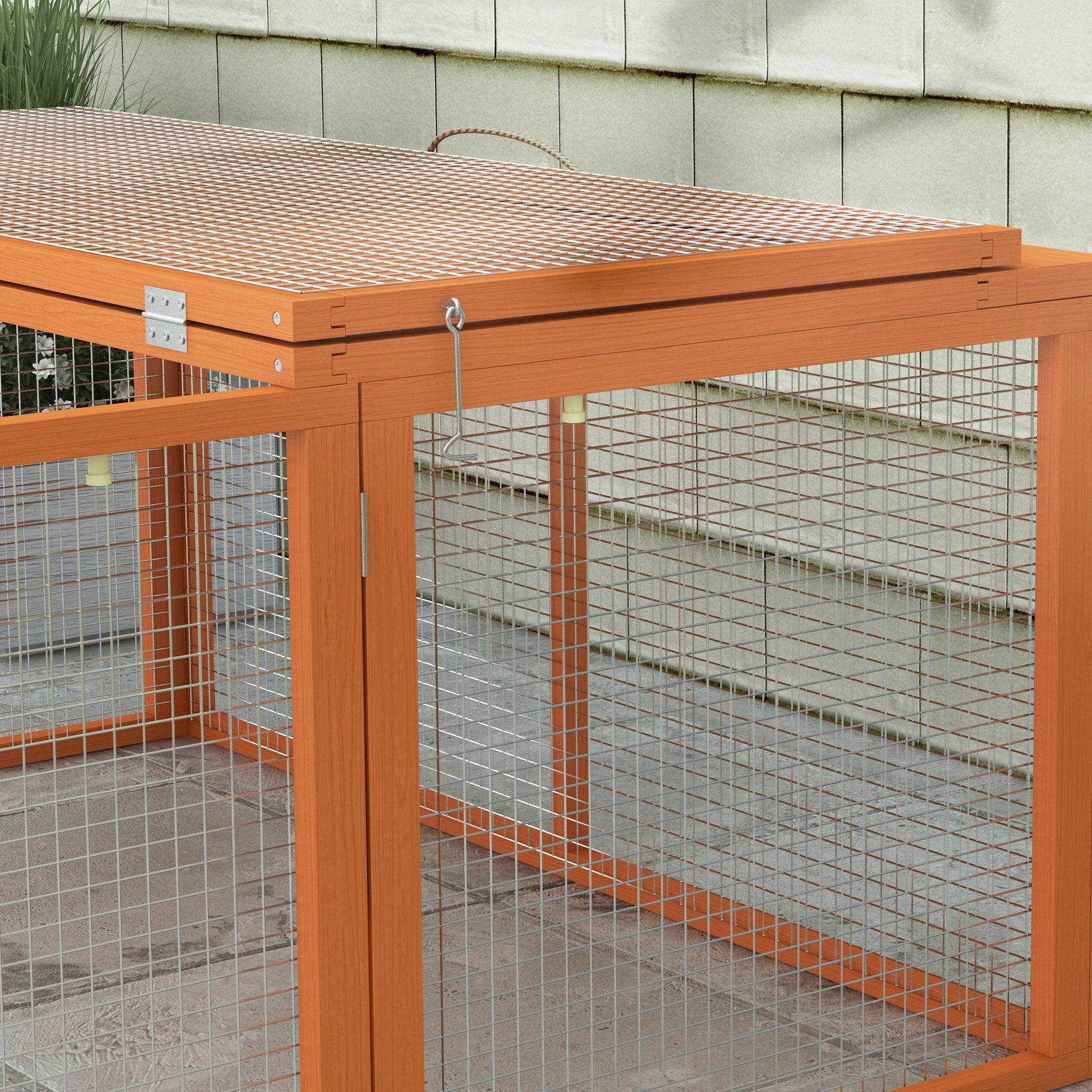 Clapier lapin extérieur pliable bois grand parc grillagé ouvertures 110x105x50cm - ComfortXL Outdoor Living - Image 10