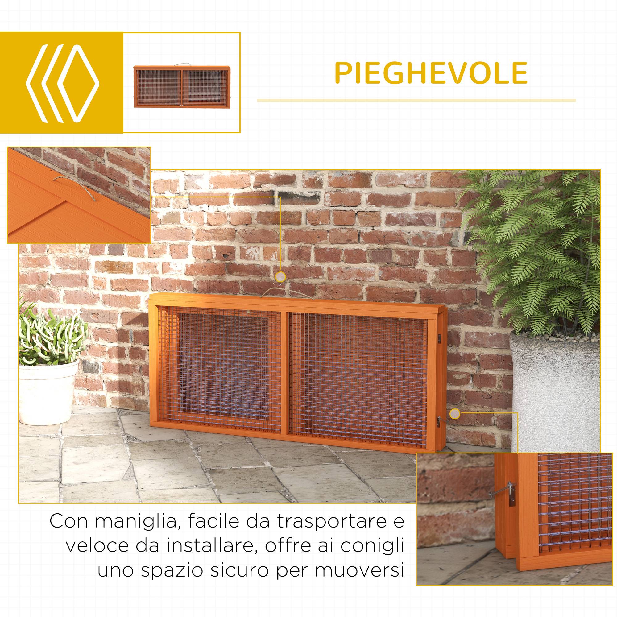 Clapier lapin extérieur pliable bois grand parc grillagé ouvertures 110x105x50cm - ComfortXL Outdoor Living - Image 8