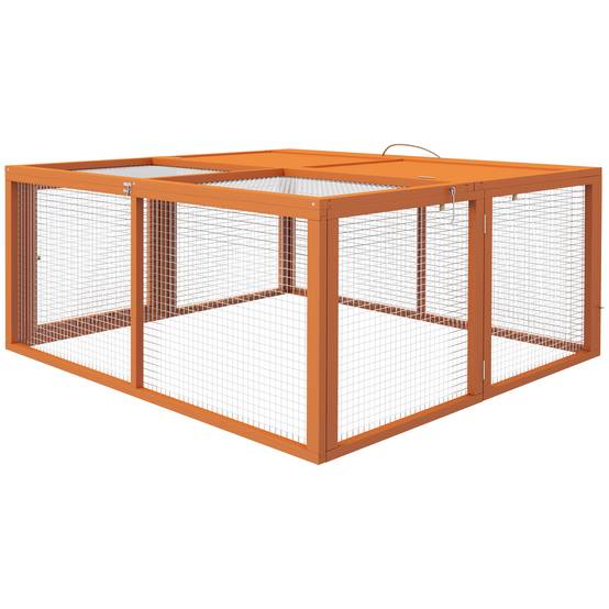 Clapier lapin extérieur pliable bois grand parc grillagé ouvertures 110x105x50cm - ComfortXL Outdoor Living - Image 2