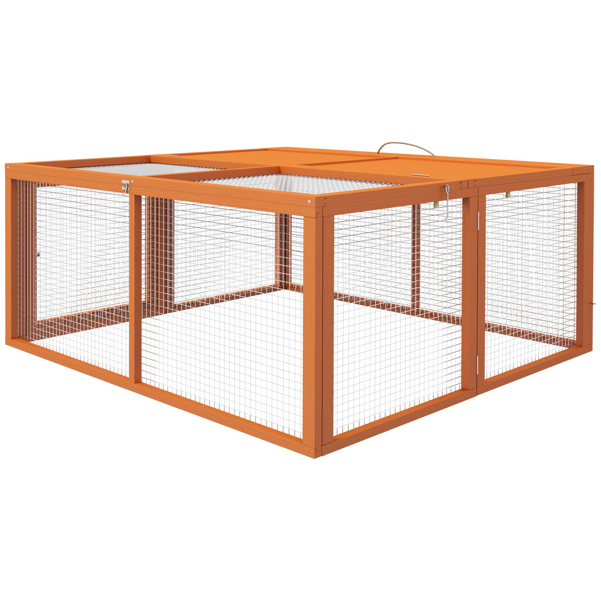 Clapier lapin extérieur pliable bois grand parc grillagé ouvertures 110x105x50cm - ComfortXL Outdoor Living - Image 2