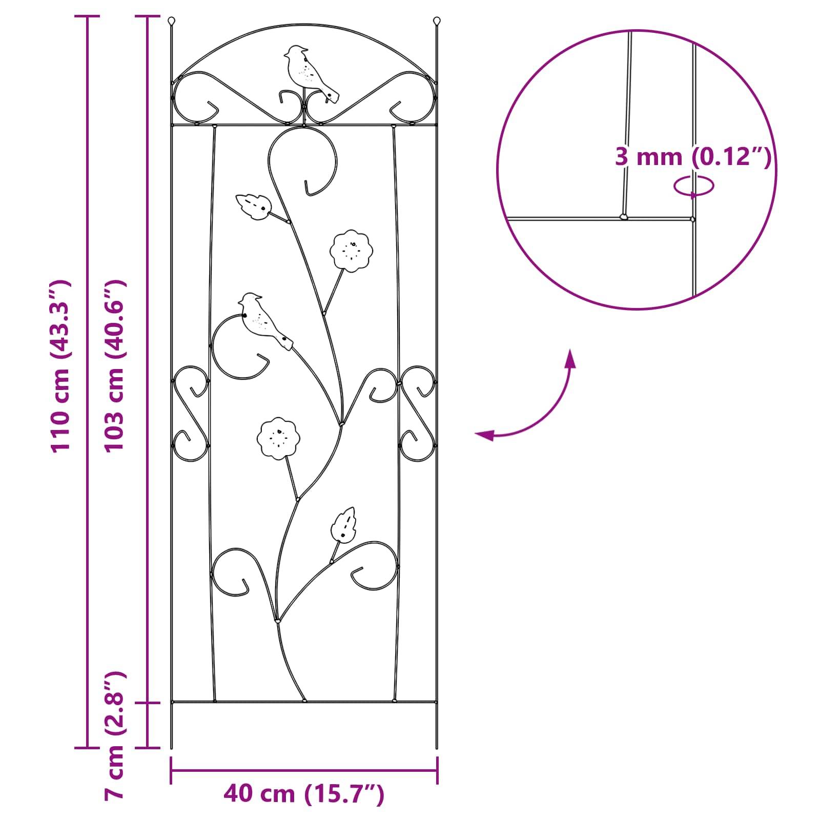 Grille de jardin Acier Vert Lot de 3 Éléments Déco pour Bordure Allée 112x40cm - ComfortXL Outdoor Living - Image 9