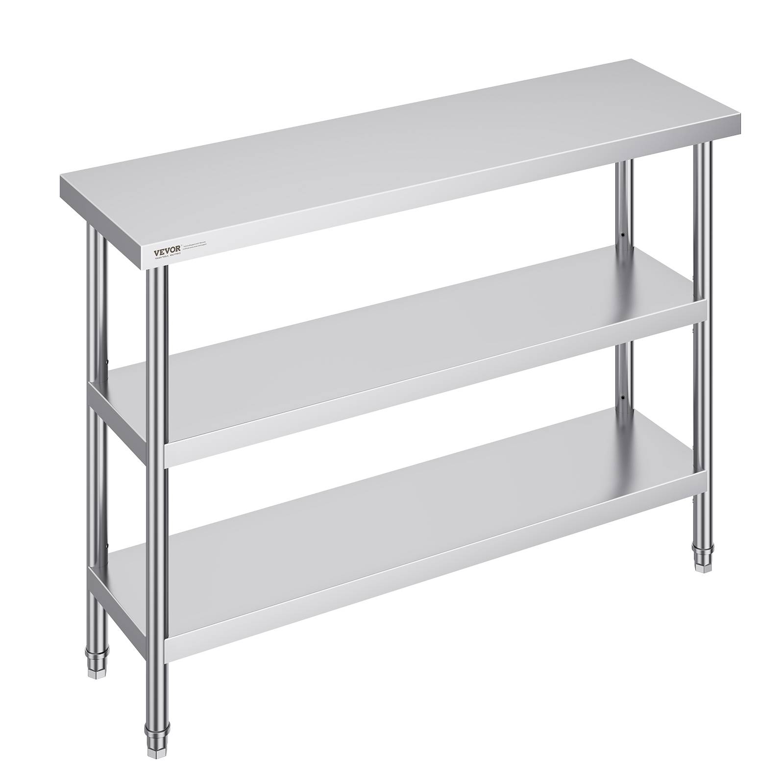 VEVOR Poste travail cuisine métal 14"x48"x34". 2 étagères inférieures réglables, inox. Pour barbecue, garage. - Image 1