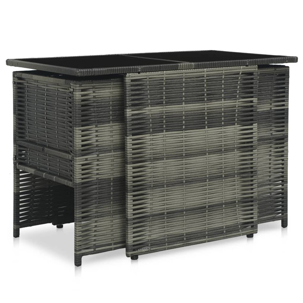 Vidaxl - Ensemble de bistro 3 pcs avec coussins Résine tressée Gris vidaXL 47745 - Imagen 8