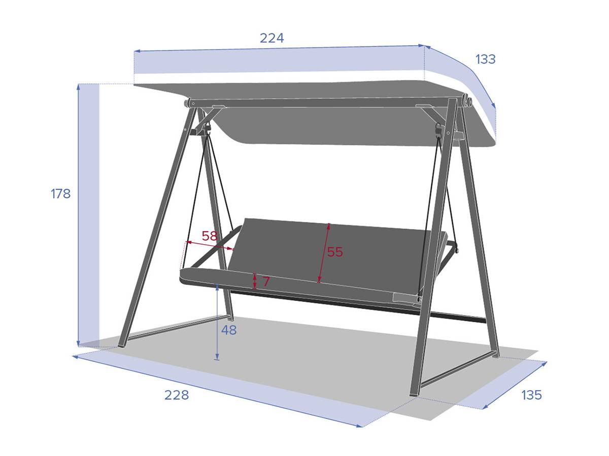Hesperide - Balancelle de jardin "Soly" honey & charbon 224x135x173cm en acier - Hespéride - Imagen 6