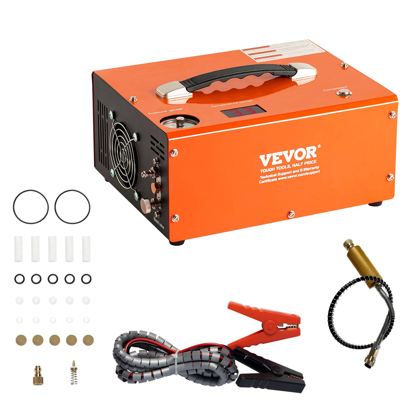 VEVOR Compresseur PCP portable 30 MPa, convertisseur intégré arrêt auto 12V/230V, sans huile. Pour pistolet a air.
