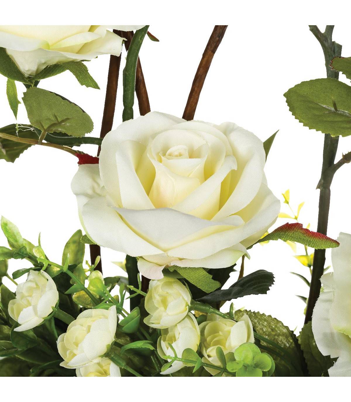 Composition florale artificielle Roses dans une coupelle en céramique L 32 x H 35 cm - Imagen 2