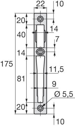 Gâche centrale aluminium largeur 22mm épaisseur 6mm anodisé argent - STREMLER - 2839.10.2 - Image 2