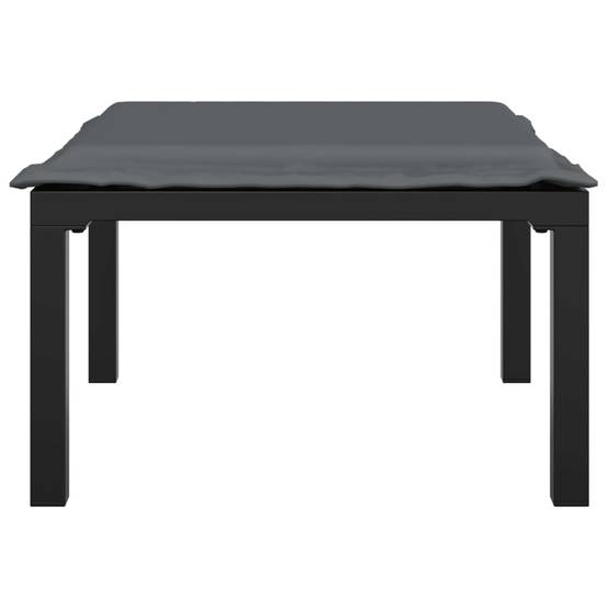 Repose-pied de jardin | Tabouret de jardin | Pouf avec coussin noir et gris résine tressée Maison Chic - Image 3