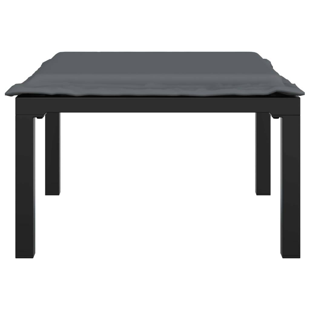 Repose-pied de jardin | Tabouret de jardin | Pouf avec coussin noir et gris résine tressée Maison Chic - Image 3