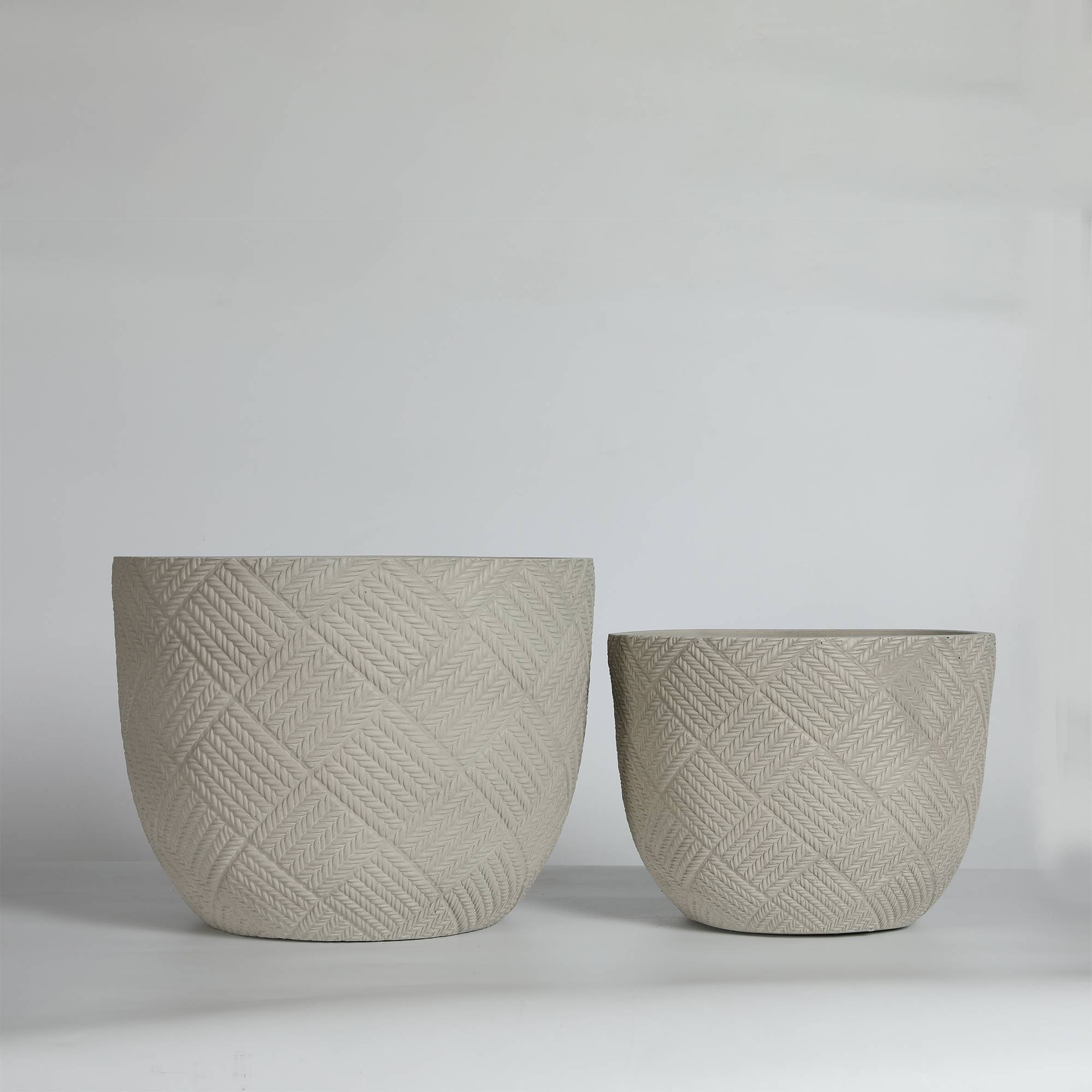 Lot 2 Pots de Fleurs Oxyde de Magnésium Intérieur Extérieur Avec Drainage 45cm 37cm Gris - ComfortXL Outdoor Living - Image 2