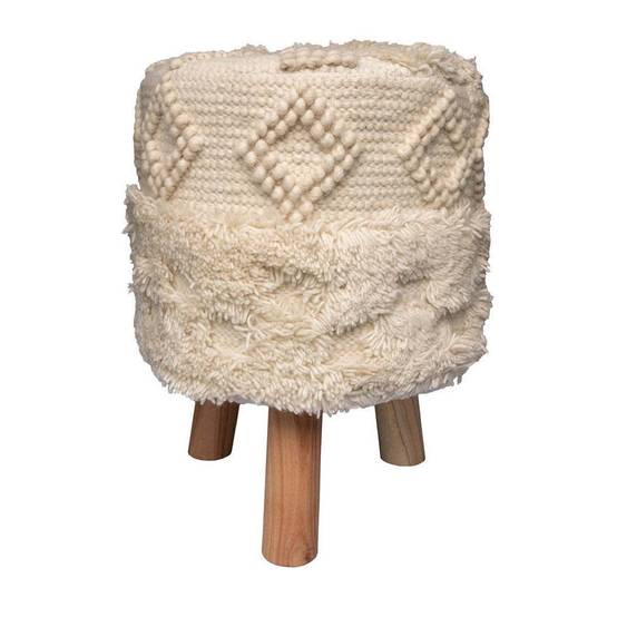 Tabouret Bohème Fait à la Main "Bohist" 50cm Naturel - Image 1