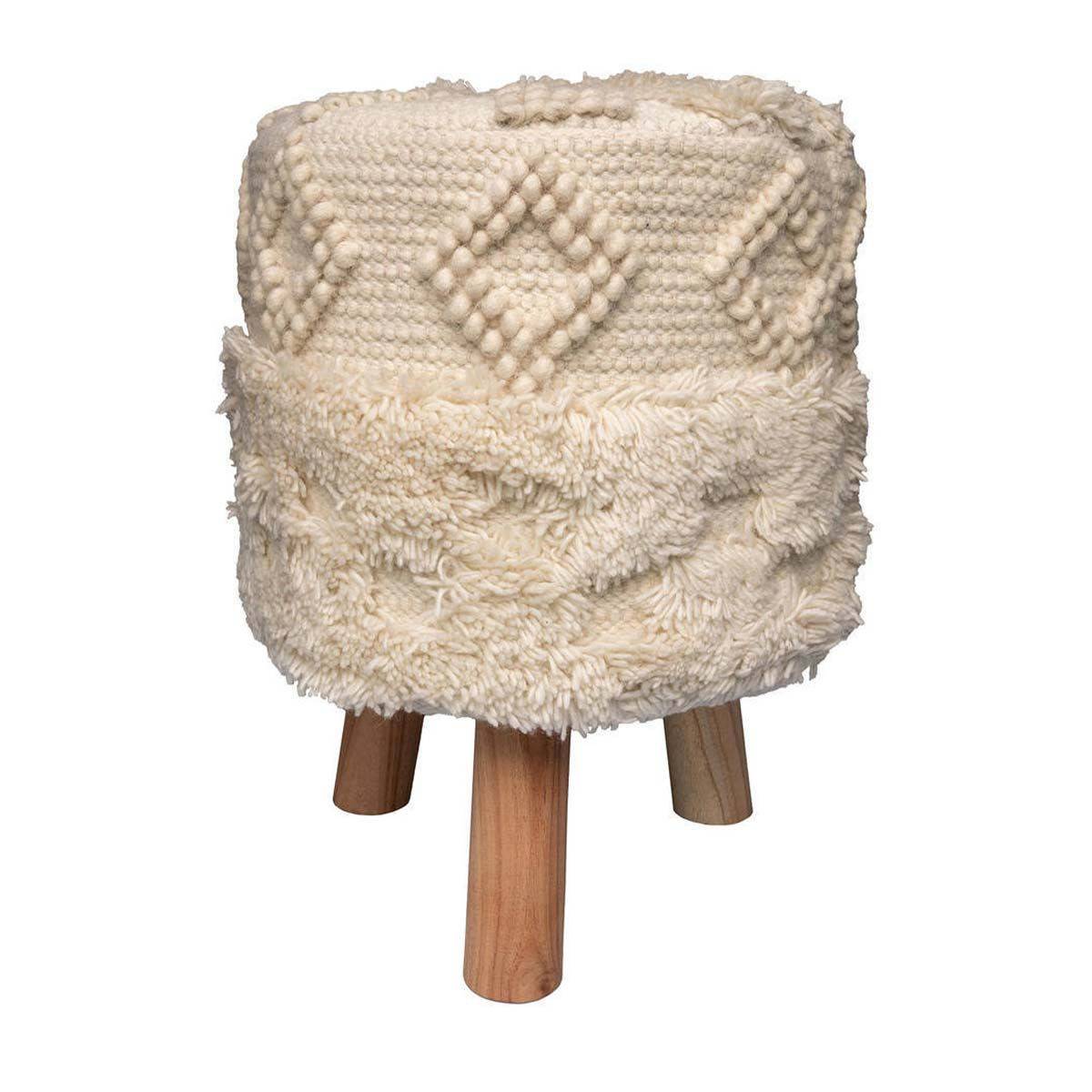 Tabouret Bohème Fait à la Main "Bohist" 50cm Naturel - Image 1