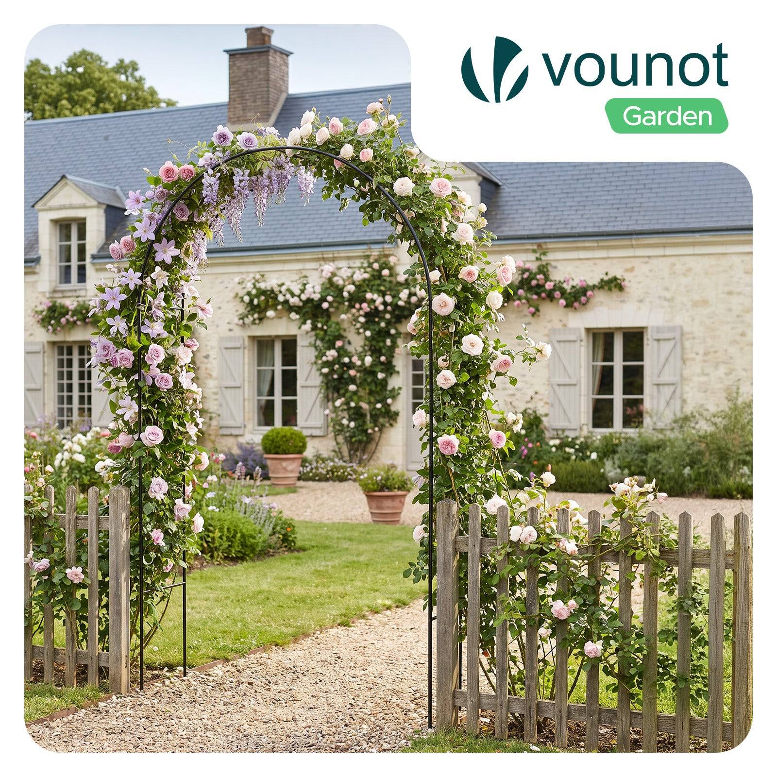 Vounot - Arche de jardin en métal noir 140x37x240 cm - Support pour plantes grimpantes et rosiers - Structure modulable - VOUNOT® - Image 2