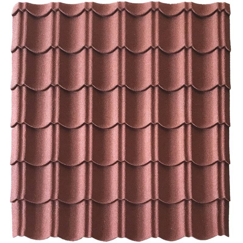 Panneau tuile facile 1030 X 950 MM en acier galvanisé aspect granulé minéral - Coloris - Brun rouge mat, Largeur - 950 mm, Longueur - 1030 mm - Image 1