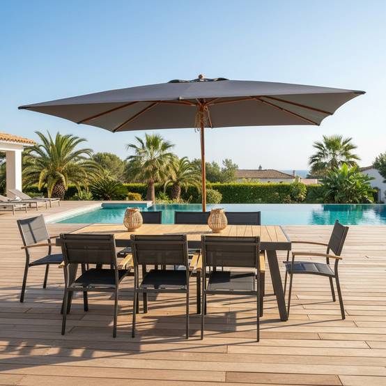 Parasol droit gris 4x3 m Pegasia - Gecko Jardin - Imagen 6
