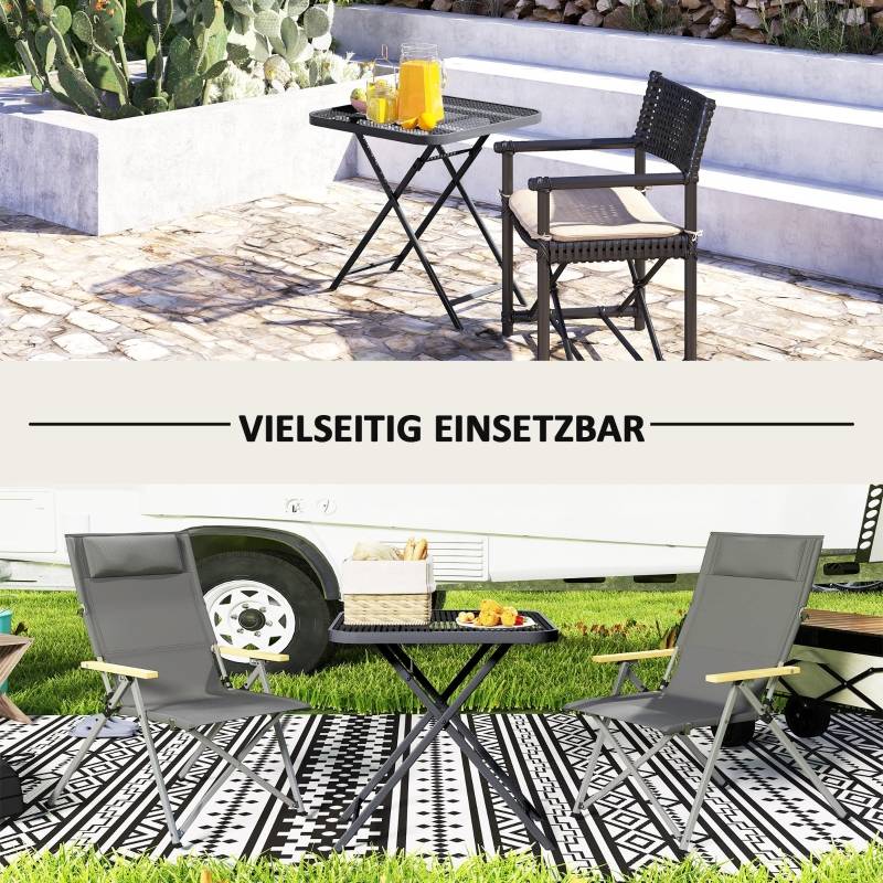 Table de jardin pliante 70x70cm, acier résistant, design carré avec découpe, pour terrasse et balcon, noire - Image 8