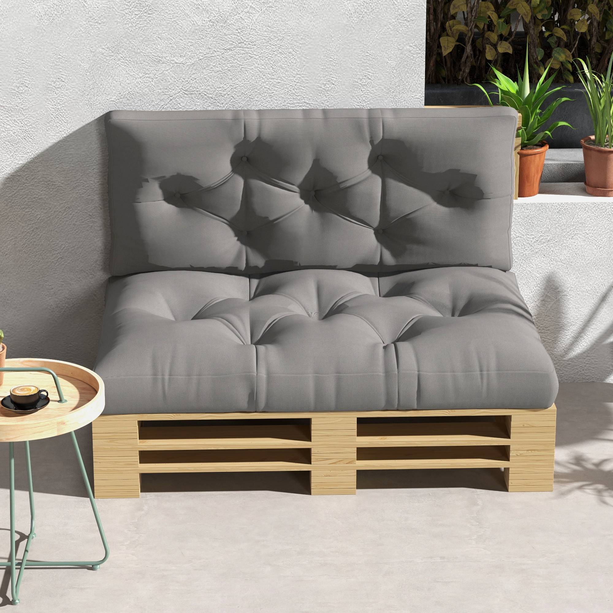 Coussin d'assise capitonné, 120 x 80 x 12 cm, gris - Image 8
