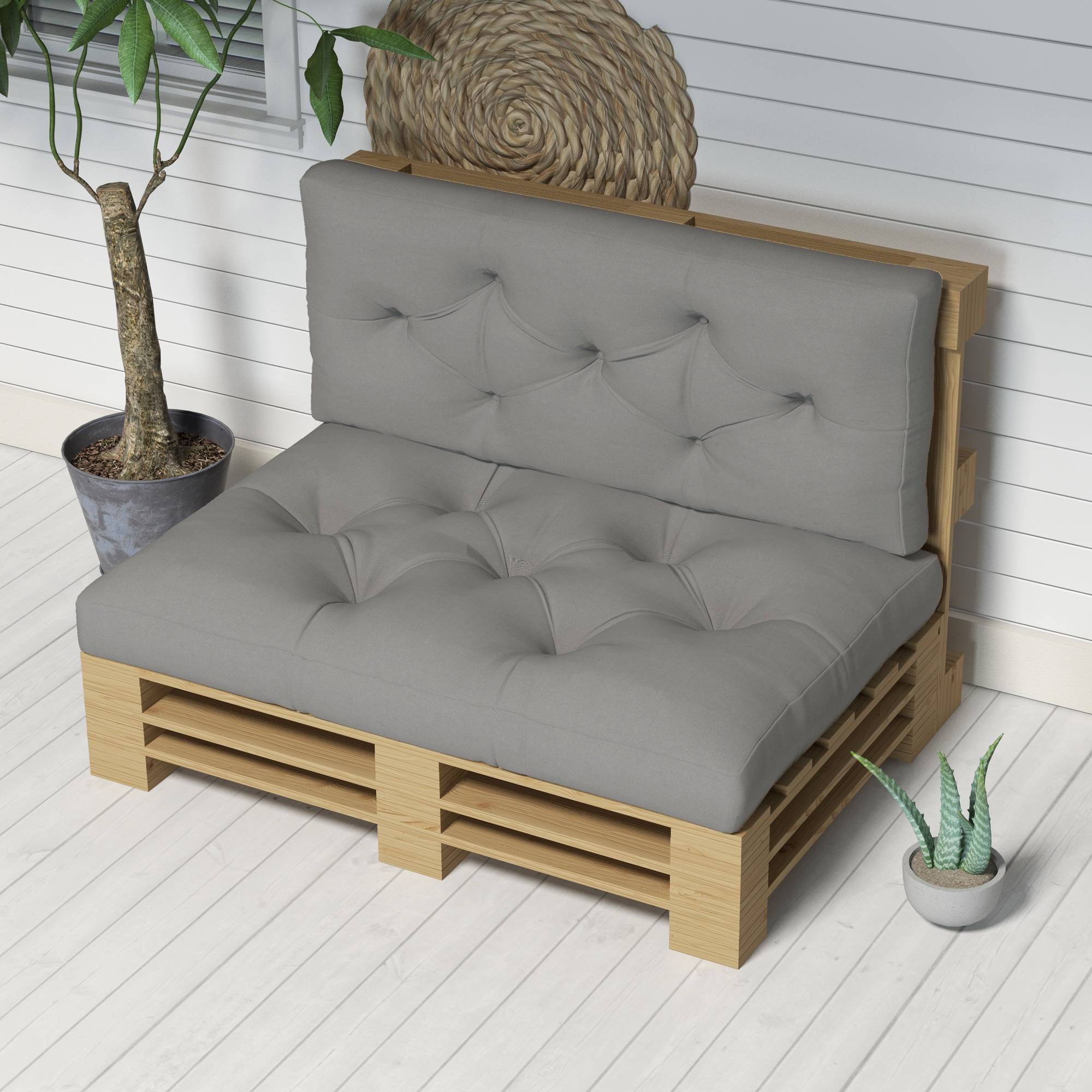 Coussin d'assise capitonné, 120 x 80 x 12 cm, gris - Image 9