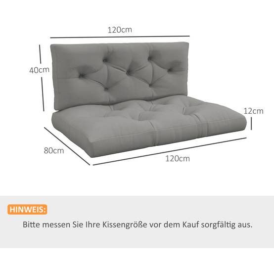 Coussin d'assise capitonné, 120 x 80 x 12 cm, gris - Image 5