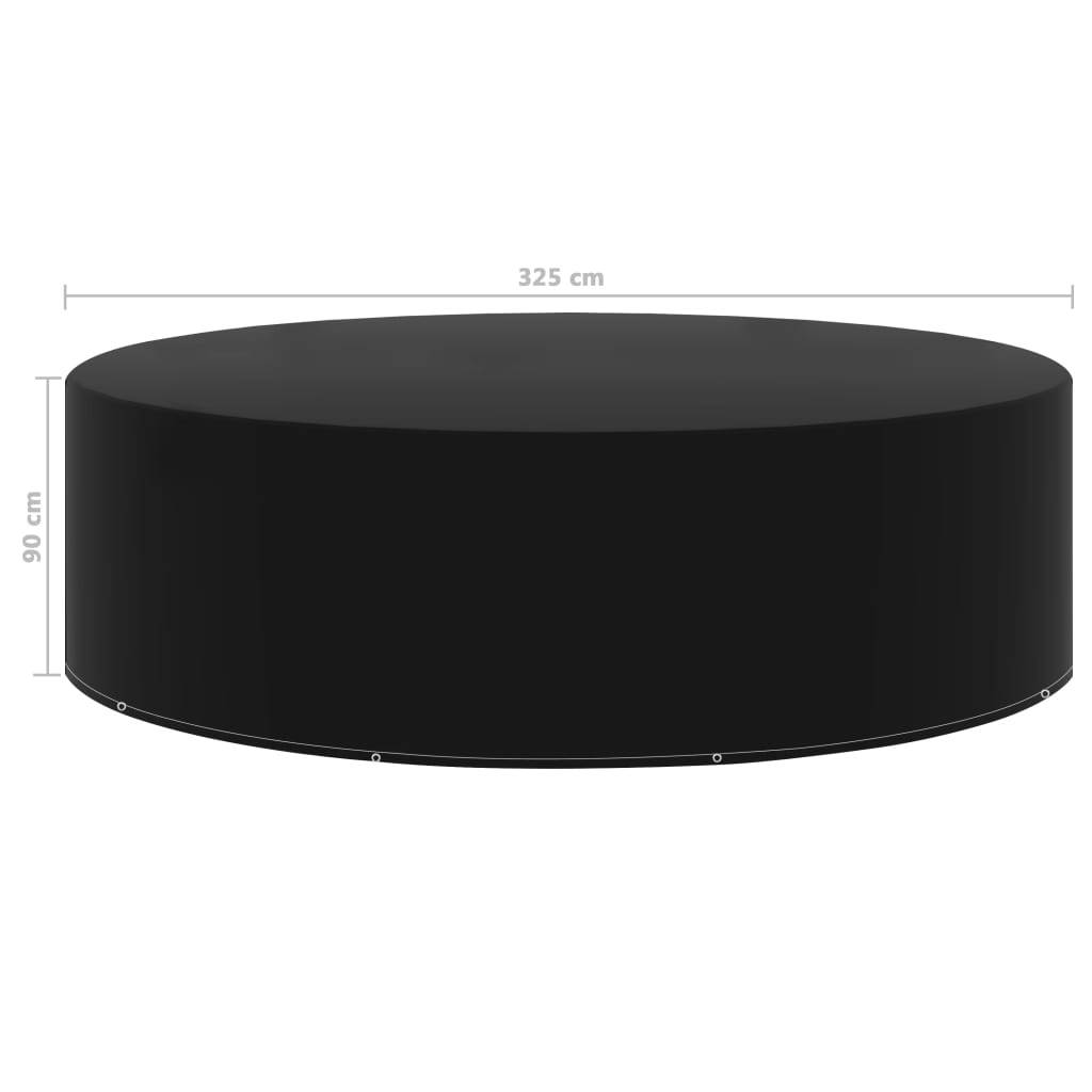 Housse de Protection Ronde PE pour Table de Jardin Imperméable Anti-UV Noir Ø325x90 cm – ComfortXL Outdoor Living - Image 4