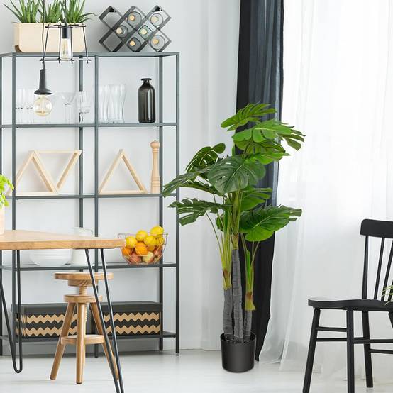 Palmier Artificiel Monstera Deliciosa 120CM avec 20 Feuilles Décoration pour Maison Bureau Terrasse - Image 6