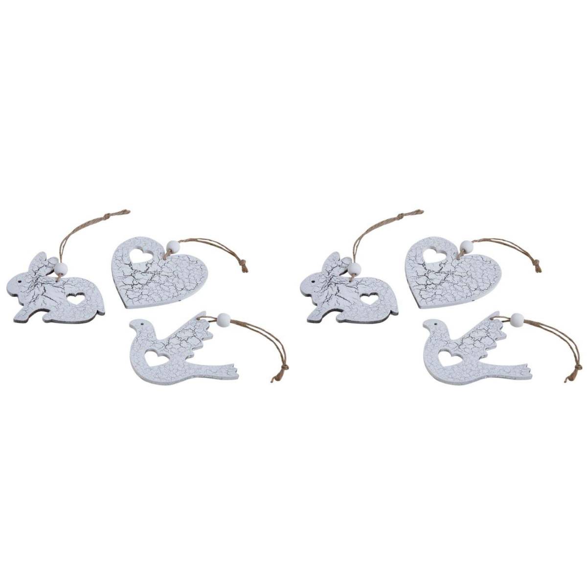 Aubry Gaspard - Objets déco à suspendre en bois craquelé (Lot de 6)