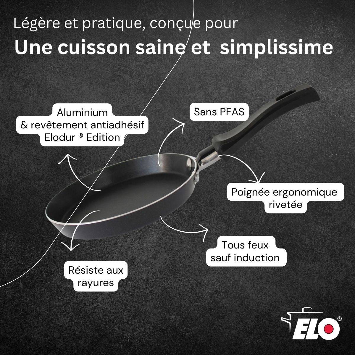 Set de 1 poêle de cuisson 14 cm en aluminium avec 1 ustensiles de cuisine sans PFAS Elo Jewel de luxe - Image 6