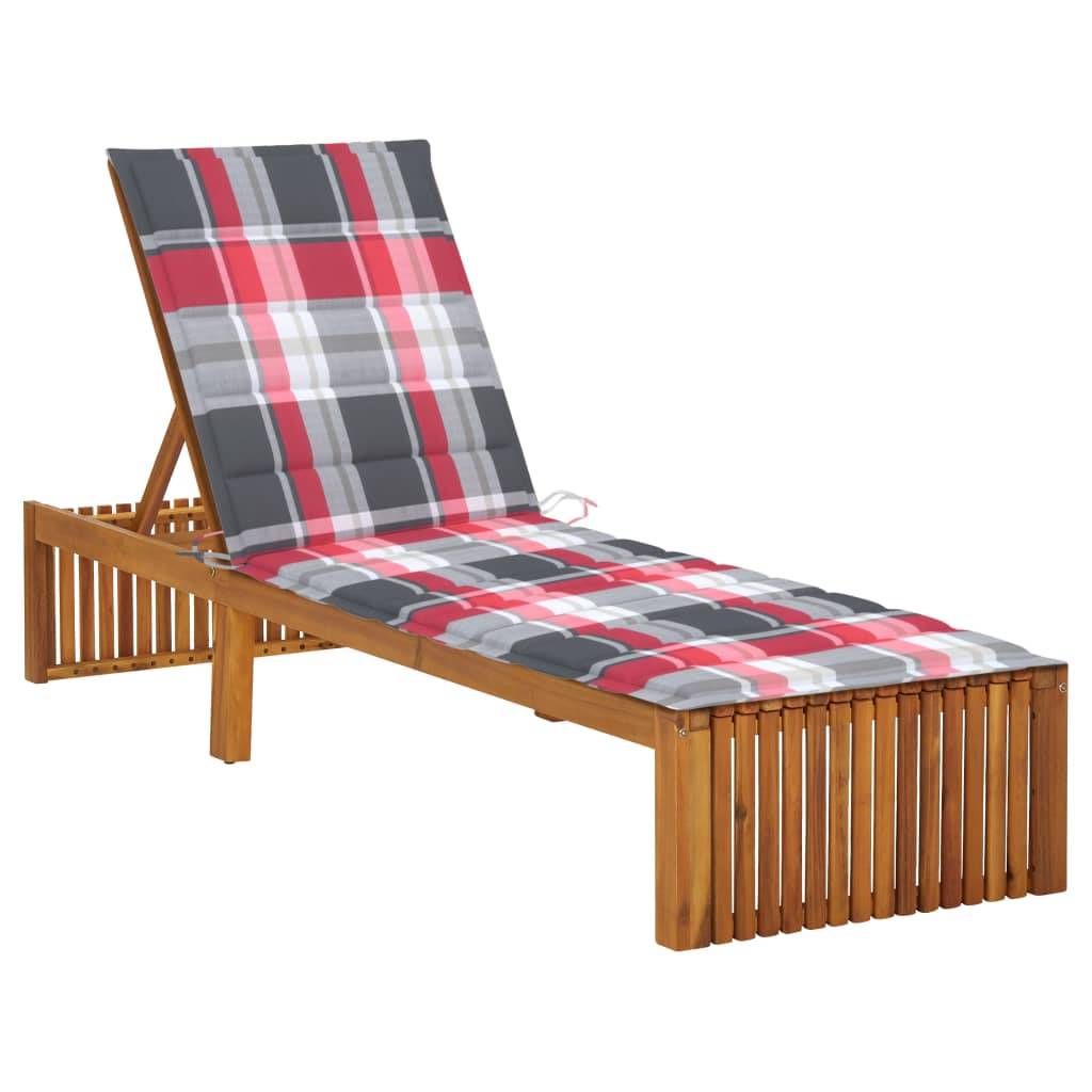 Helloshop26 - Transat chaise longue bain de soleil lit de jardin terrasse meuble d'extérieur avec coussin bois d'acacia solide - Imagen 1