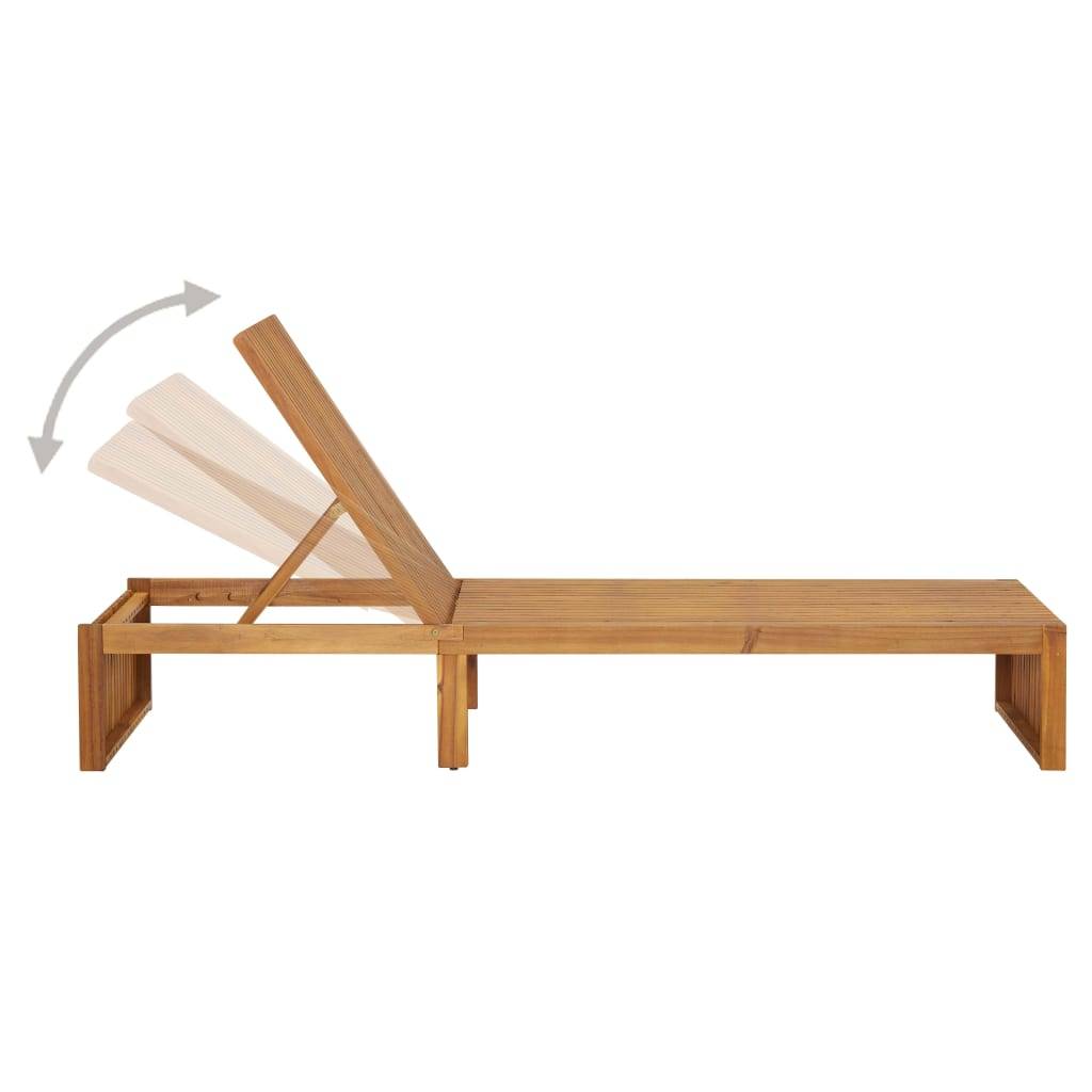 Helloshop26 - Transat chaise longue bain de soleil lit de jardin terrasse meuble d'extérieur avec coussin bois d'acacia solide - Imagen 3