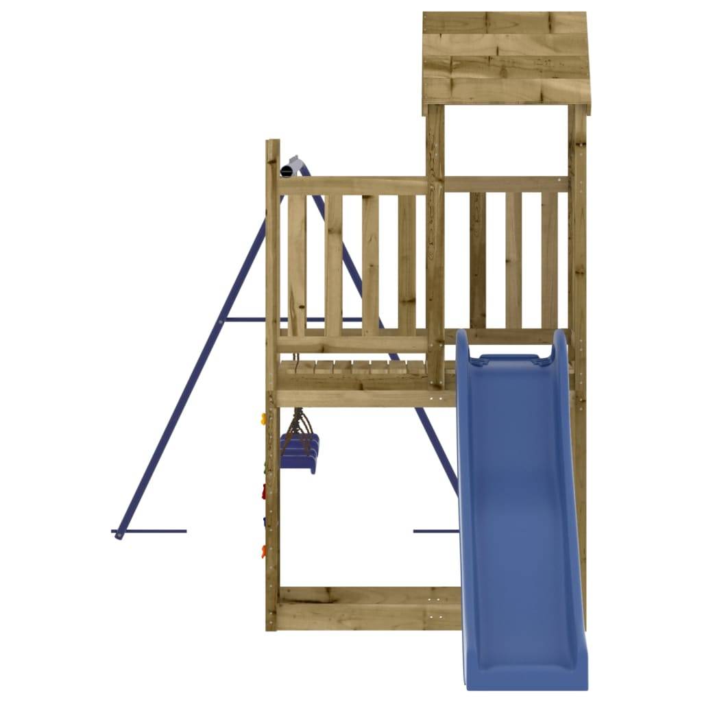 Helloshop26 - Aire de jeux d'extérieur balançoires toboggan portiques robuste jeux jardin 495 x 186 x 214 cm bois de pin imprégné - Imagen 3