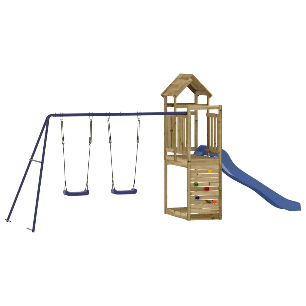 Helloshop26 - Aire de jeux d'extérieur balançoires toboggan portiques robuste jeux jardin 495 x 186 x 214 cm bois de pin imprégné - Imagen 1