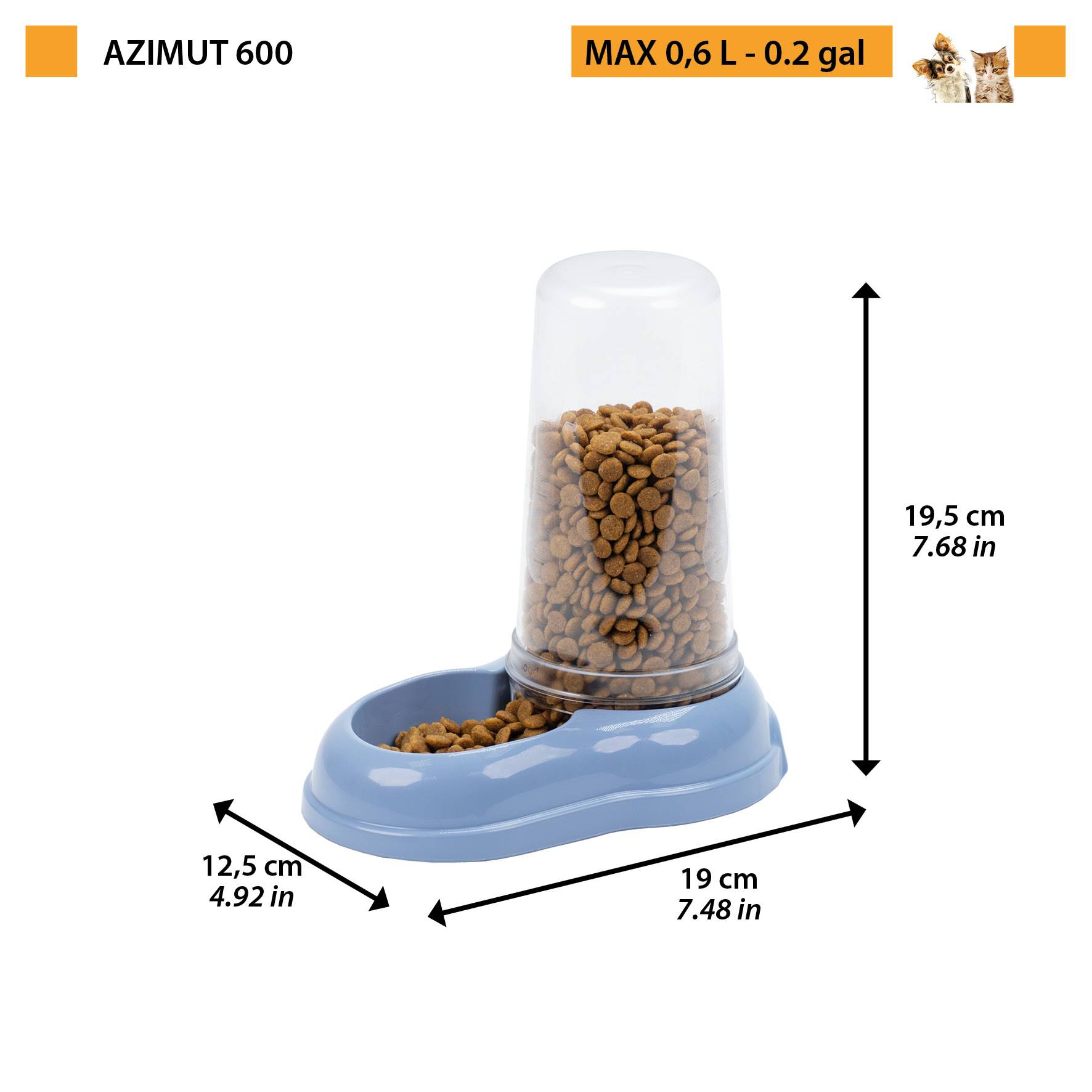 Ferplast - Ferplast Distributeur de nourriture ou d'eau pour chiens et chats AZIMUT 600, Distributeur de nourriture sèche ou eau 0,6 litre, fond antidérapant, - Imagen 2