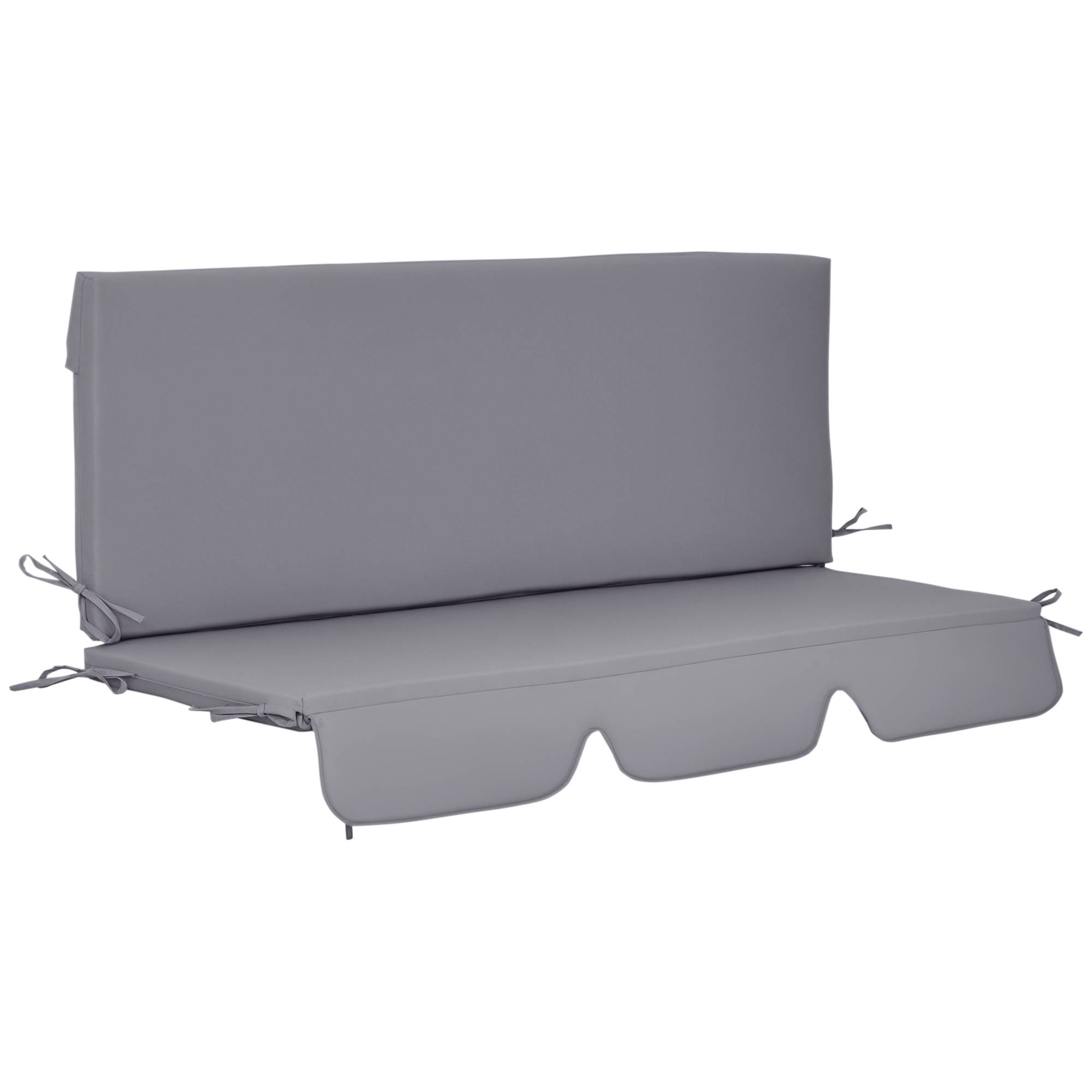Ensemble de 2 coussins pour fauteuil à bascule (assise et dossier) pour jardin, terrasse et extérieur – 130 x 45 x 5 cm – Gris