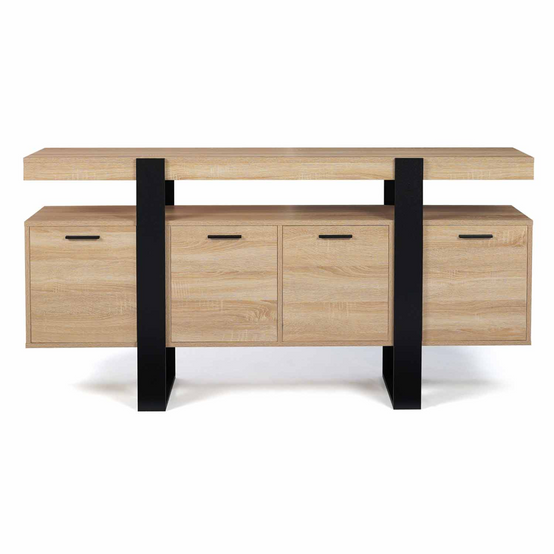 Buffet 160 cm PHOENIX XXL 4 portes bois et noir - Image 3