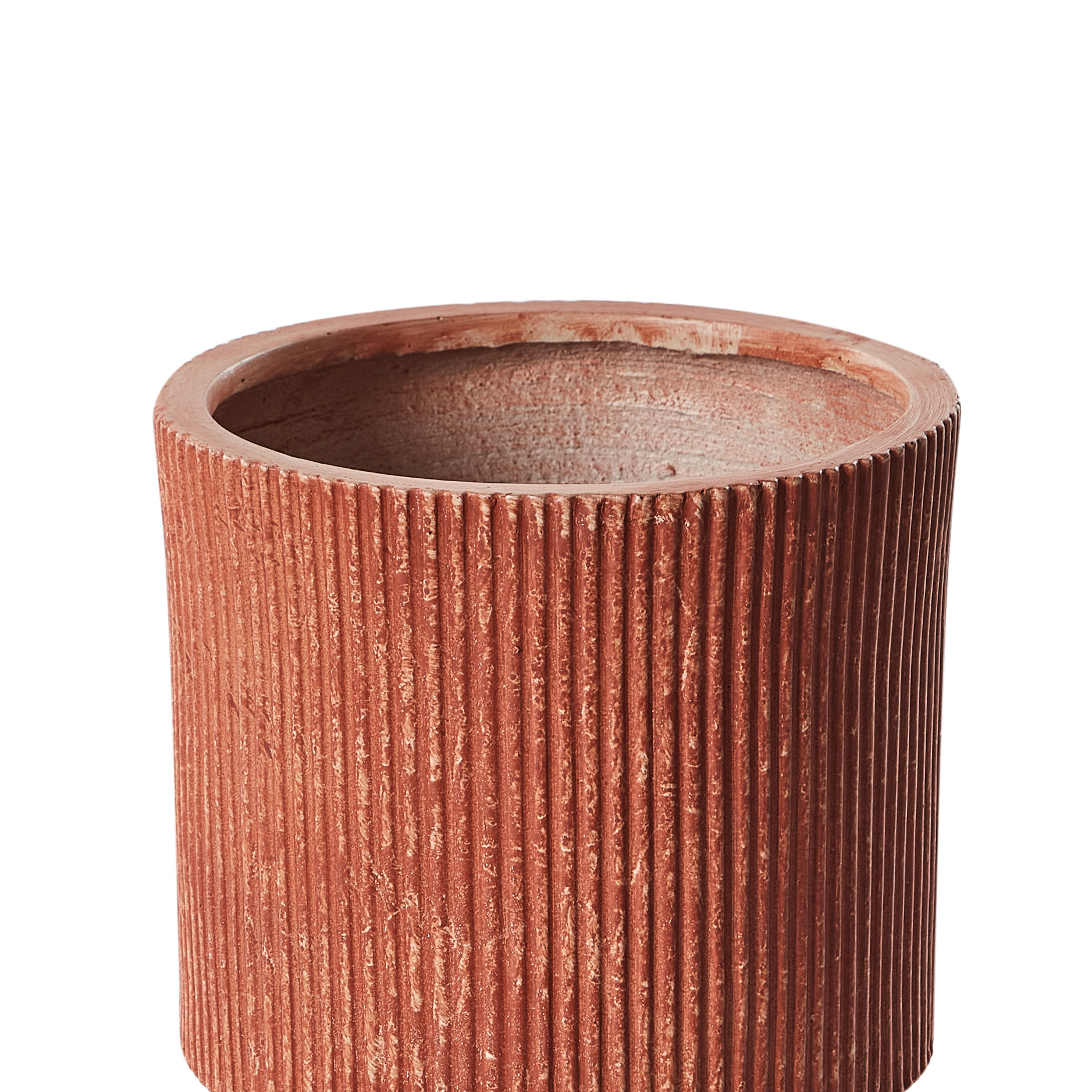 Beliani - Pot de Fleurs Marron Doré en Fibre d'argile à Nervures 30 x 30 x 30 cm avec Trou de drainage Cache-pot Extérieur pour Jardin Patio - Imagen 4