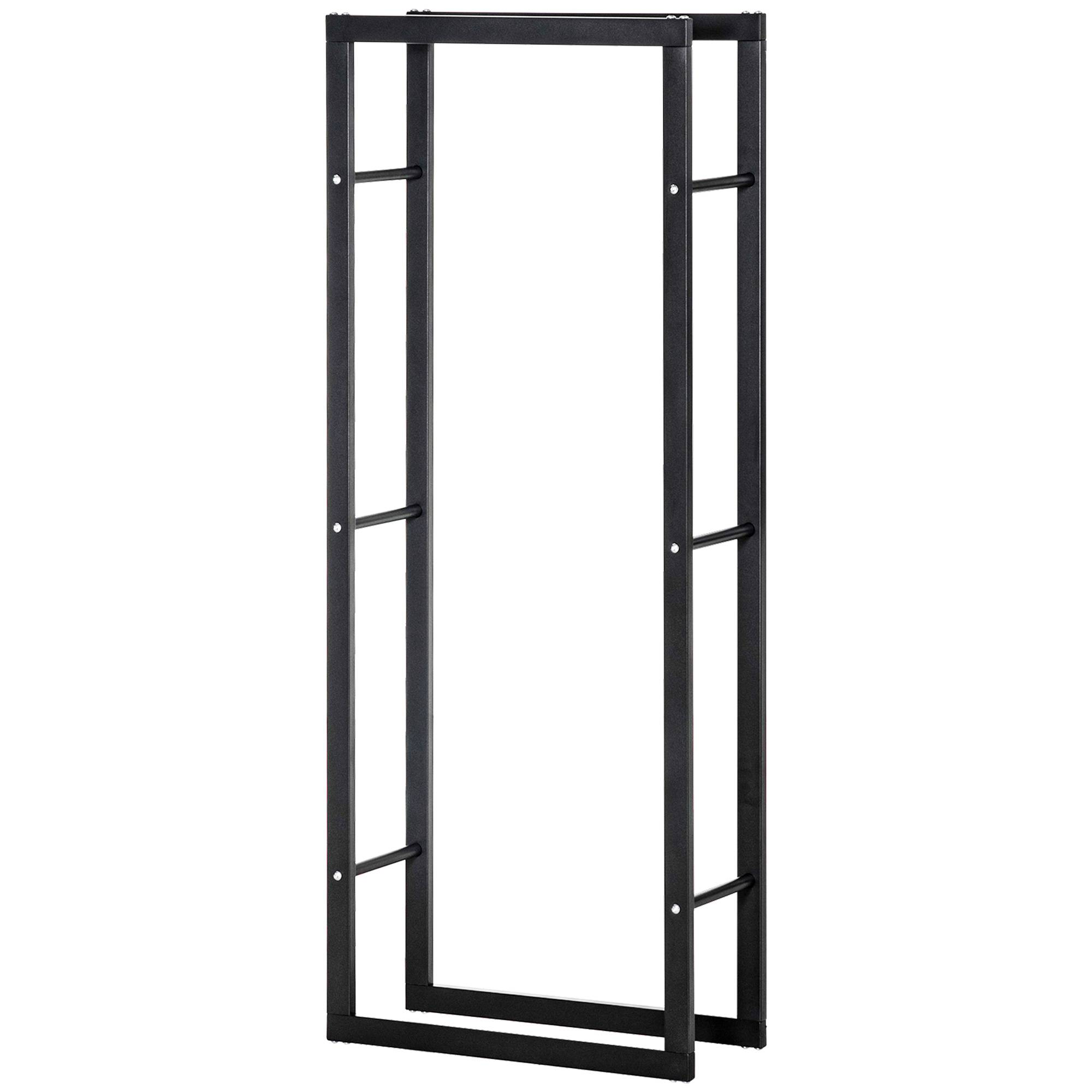 Range bûches Etagère porte bois de cheminée porte-bûches intérieur et extérieur charge max. 100 Kg dim. 60L x 25l x 150H cm métal noir - Image 2