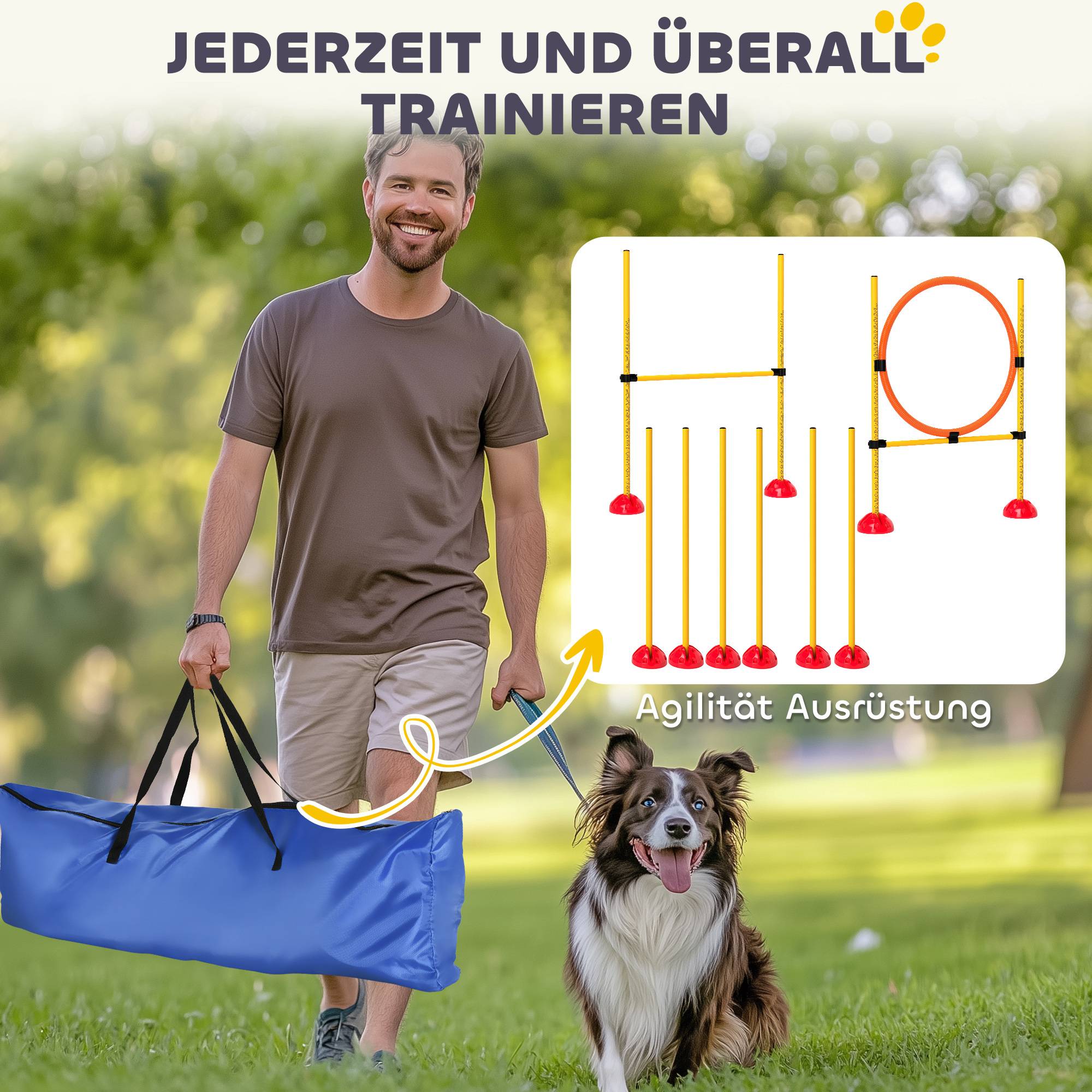 Kit d'agility pour chien plastique orange et jaune 124 x 19.5 x 103 cm - PANGIVO - Image 7