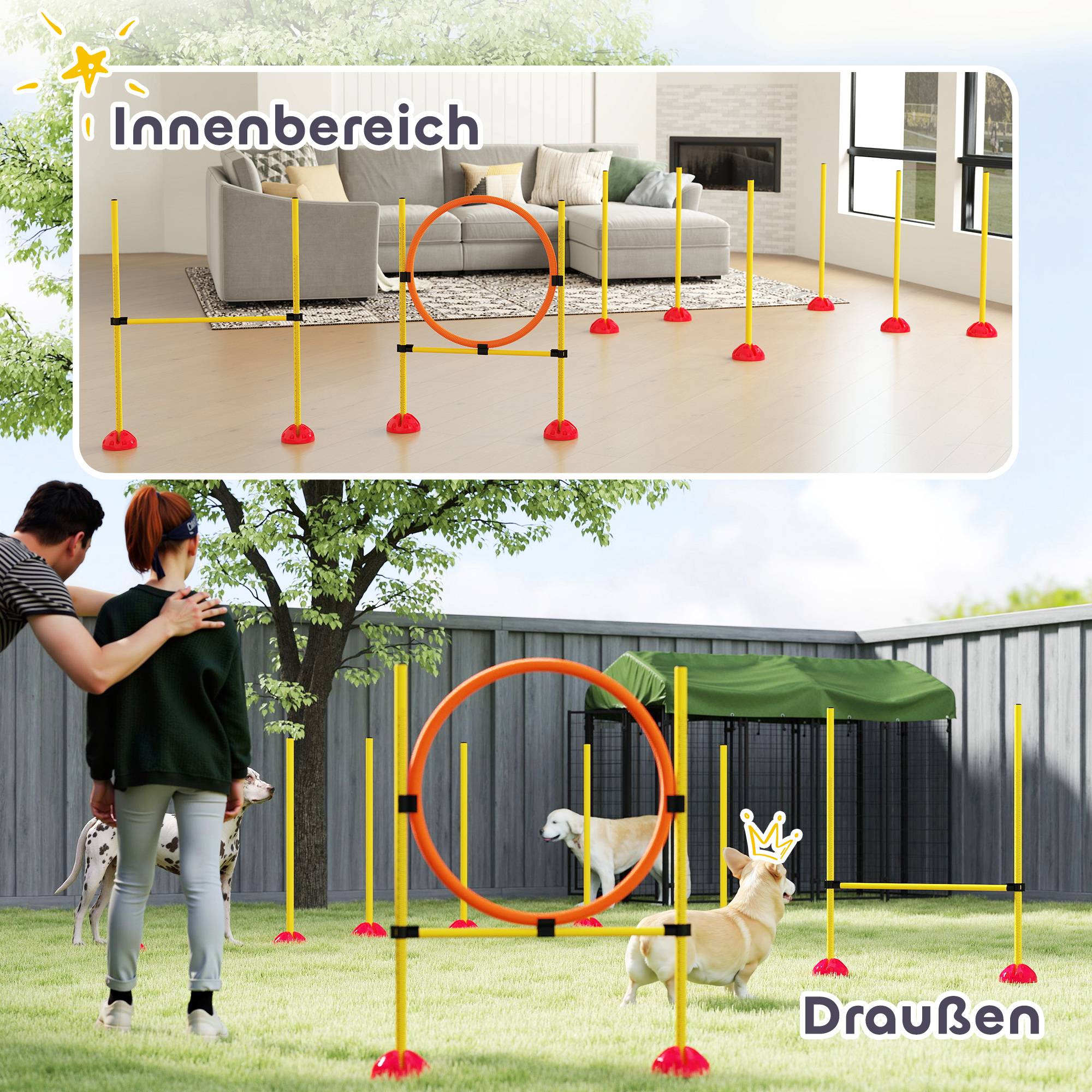 Kit d'agility pour chien plastique orange et jaune 124 x 19.5 x 103 cm - PANGIVO - Image 10